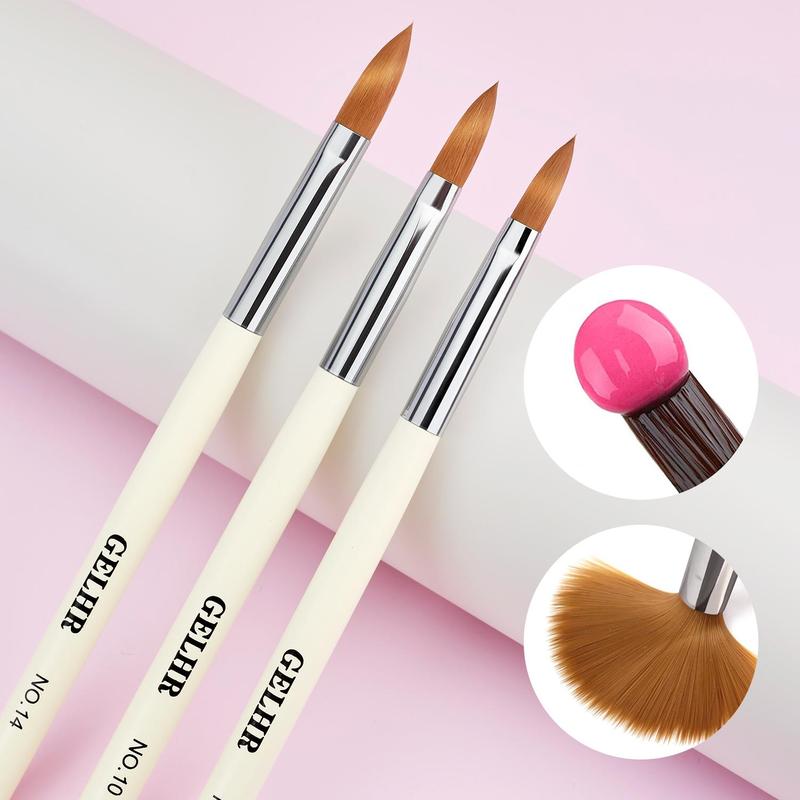 Acrylic Nail Brush Set, 3 Counts Professional Acrylic Powder Brushes for Nails Extension & 3d Nail Carving, Manicure & Pedicure Tools for Women & Girls