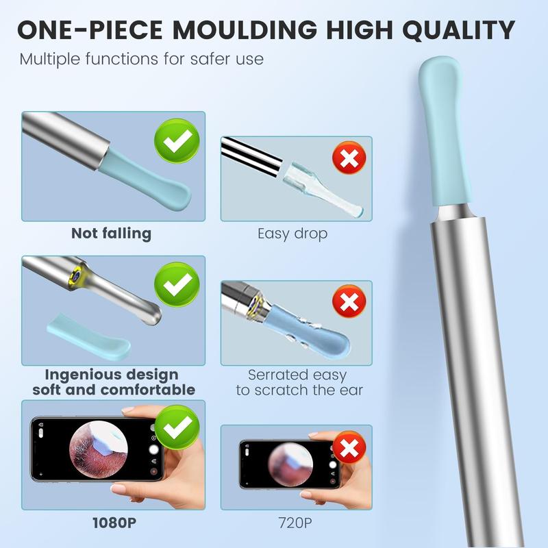 Ear Wax Removal,Ear Wax Removal Tool with 1296P HD Camera and 6 LED Lights, Ear Cleaner with 6 Ear Pick, Upgrade Ear Wax Removal Tool for iOS and Android, Black