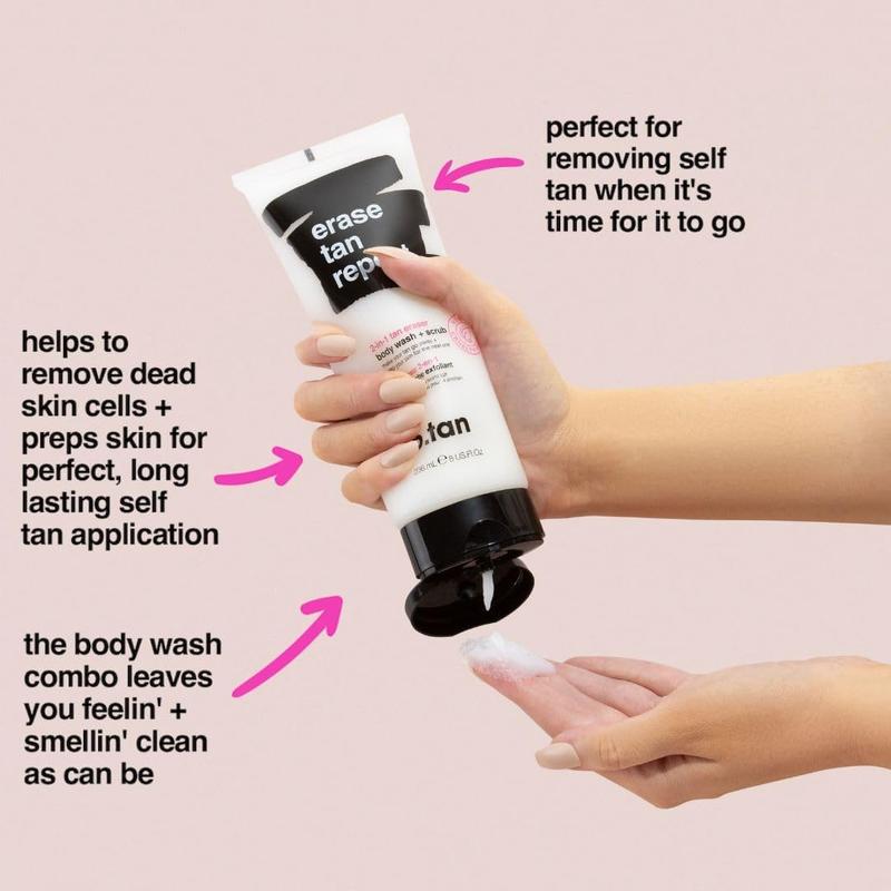 b.tan Self Tan Remover & Body Wash | Erase Tan Repeat - 2-in-1 Exfoliator Scrub and Body Wash