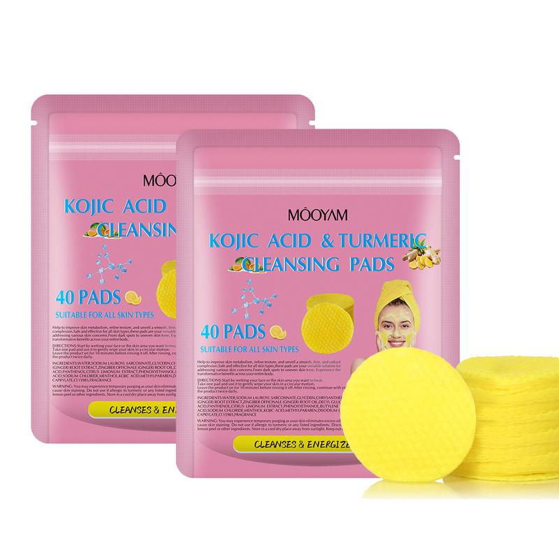 Turmeric Kojic Acid Cleansing Exfoliating Pads Facial Cleansing Foaming Skincare Organic Gentle Smooth Skin Repair Cleanser  Chamomile