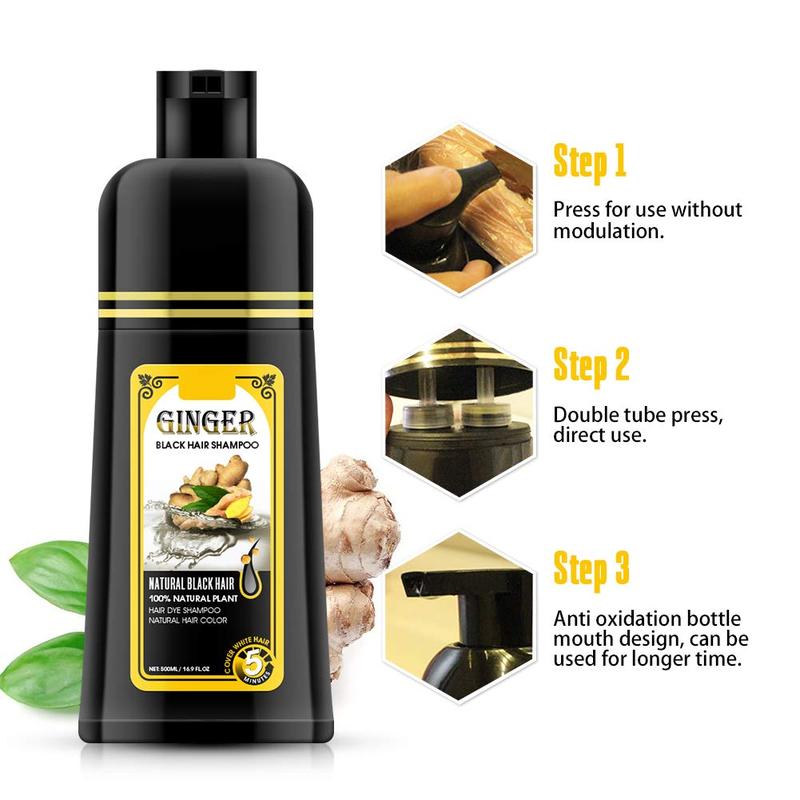 Ginger Black Hair Dye Shampoo Completes in 5 Minutes Jumbo Size