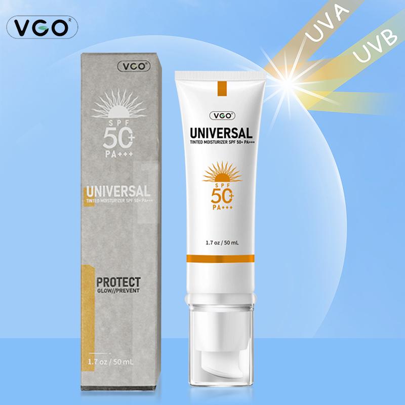 VGO Moisturizing Sun Cream SPF 50 PA+++ 48g Facial Skincare Sunscreen Makeup-A1 Lightweight Radiant Case Lactic Radiance Comfort