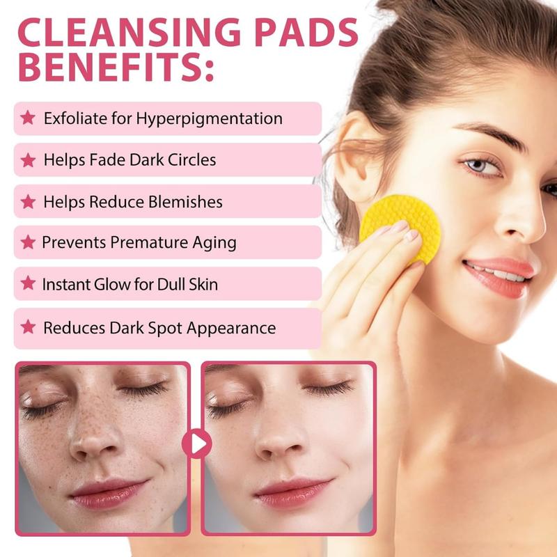 Turmeric & Kojic Acid Brightening Cleansing Pads with Vitamin C – Balancing Facial Exfoliator for Oil Control & Hydration | Radiant Skin Care Solution