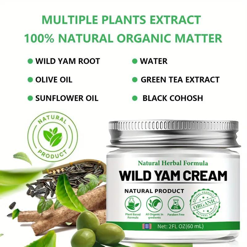 Wild Yam Cream, Deep Moisturizing Body Cream with Green Tea, Sunflower & Olive Oil, Ceramides, Body Skin Care Product for Men & Women