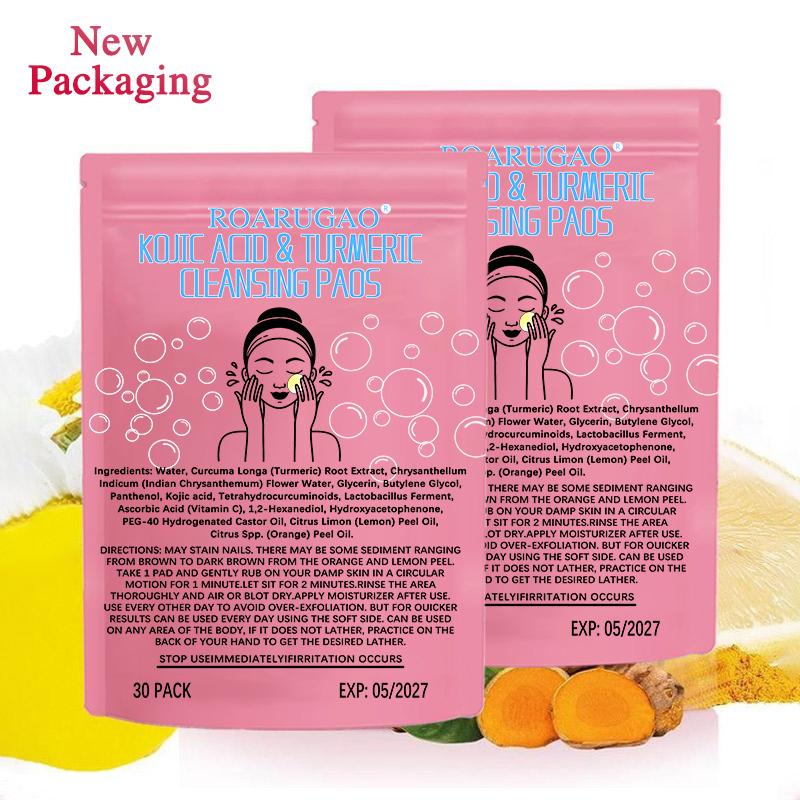 [60Pieces 60%off] ROARUGAO Turmeric Cleansing Exfoliating Pads Facial Cleansing  Skincare Comfort Turmeric & Ginger Cleansing Pads, 30pcs  Bags Exfoliating Skin Care Pad, Deep Cleansing Facial Skin Care Product for Women & Men