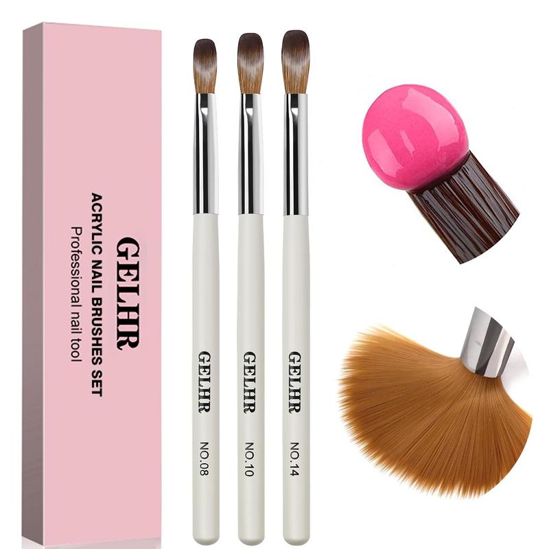 Acrylic Nail Brush Set, 3 Counts Professional Acrylic Powder Brushes for Nails Extension & 3d Nail Carving, Manicure & Pedicure Tools for Women & Girls