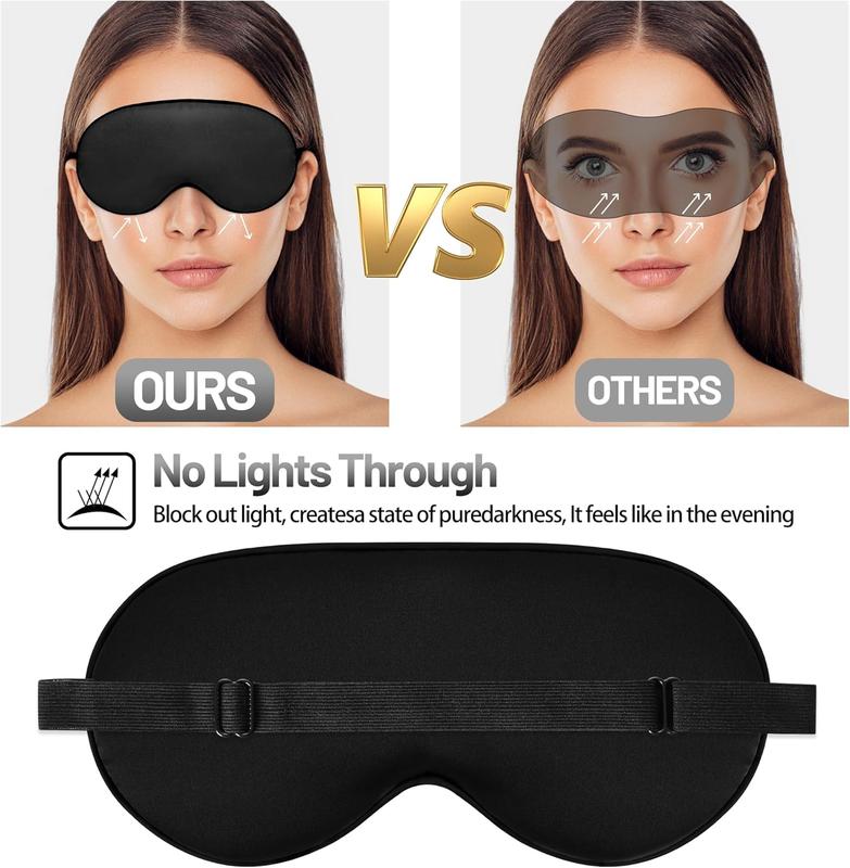 Silk Sleep Mask for Sleeping with Adjustable Strap, Satin Blackout for Men&Women, Comfortable Blindfold Eyeshade for Night Sleep (Black,Blue,Green) Facial Lightweight