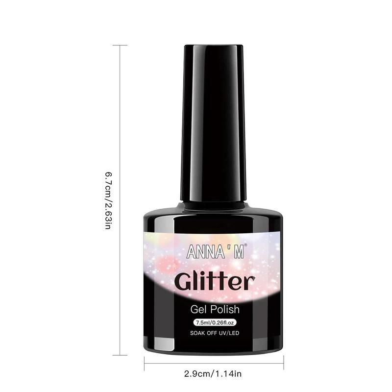 Glitter Nail Polish, 6 Counts Shimmering Nail Gel, Nail Art & Nail Polish for Women & Girls, Professional Nail Art Products for Home & Salon Use