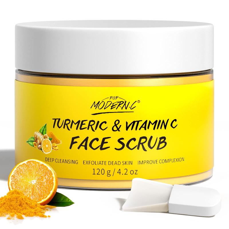 Vitamin C and Turmeric Face Scrub Cream Organics Microdermabrasion Facial Scrub Exfoliating Clears Blackheads Improve Dark Spot Acne with Strawberry