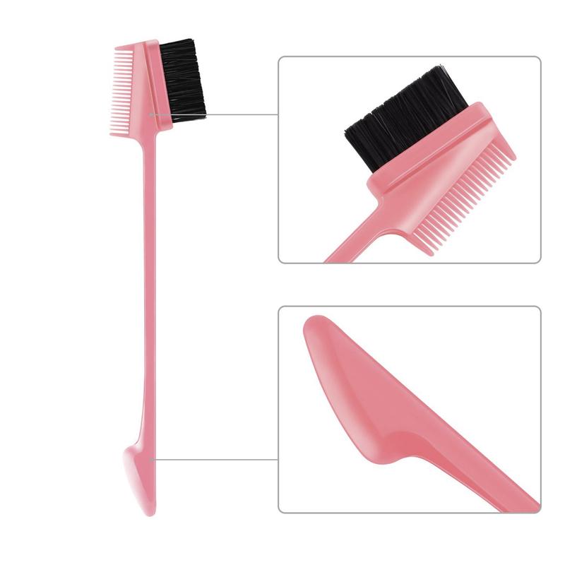 BGMgirl Hair Edge Brush Three-Headed Edge Control Double Side Brush & Comb Hair Edge Control Convenient Hairdressing Styling Brush Hair Extensions Haircare Heatless