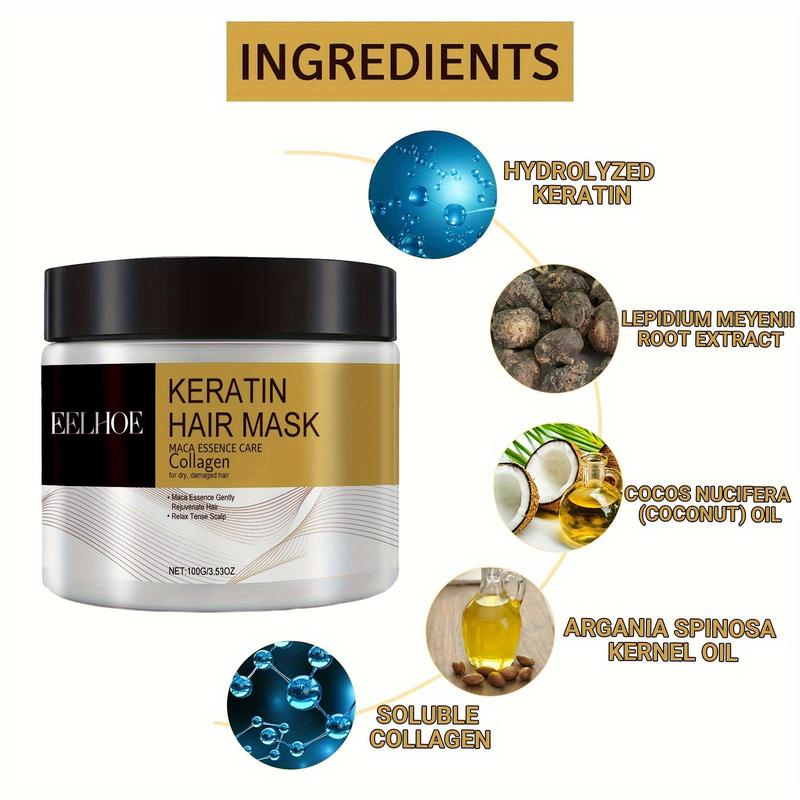 Keratin Hair Mask, Hair Care & Styling Product for Dry & Damaged Hair, Moisturizing Hair Care Product for Women & Men