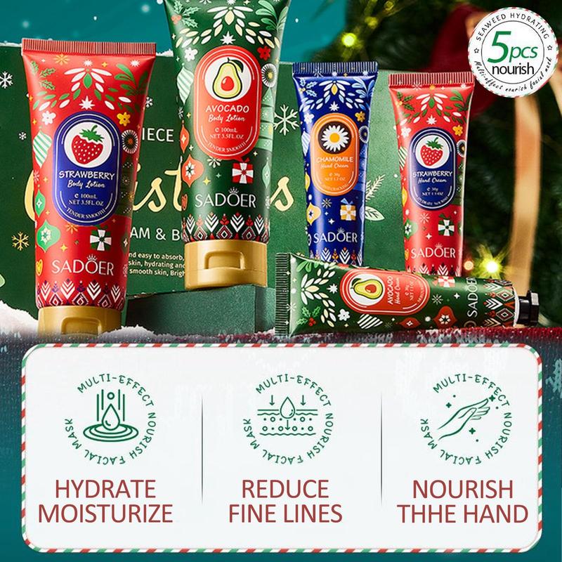 Moisturizing Body Lotion Hand Cream Set for Dry Cracked Hands, Travel Size Lotion Set for Women, 5 Fragrances - Christmas Gift Skincare Set for Women