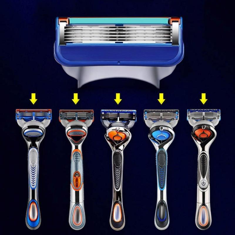 Men's 5-layer Blade Shaver, 1 Set Manual Beard Shaver with Replacement Heads, Smooth Beard Shaver, Suitable for Men's Hair Salon Home Use, Christmas Gift