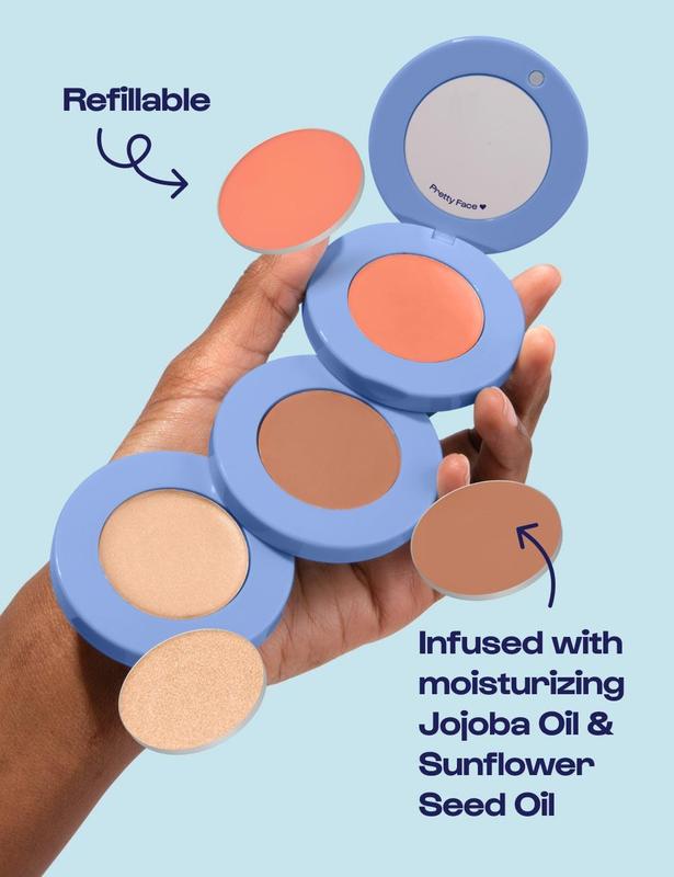 Stack the Odds Refillable Blush, Bronzer, & Highlighter Complexion Trio - Clean Beauty, Vegan Long-Lasting Makeup, Buildable Cream Blush, Portable Travel-Friendly Compact with Mirror, Easy to Use, Cute Gift