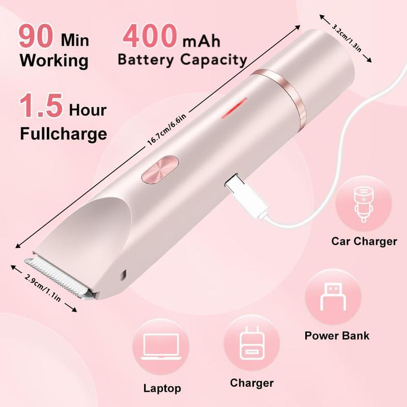 Electric Hair Trimmer for Women, 1 Box Waterproof Rechargeable Hair Shaver & Accessories, Wet and Dry Use Hair Trimmer for Women, Winter & New Year Gift