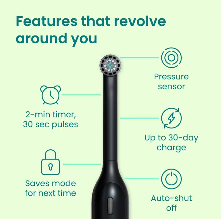 Quip 360 Oscillating Rechargeable Electric Toothbrush, Adult Compact Head, Black Night