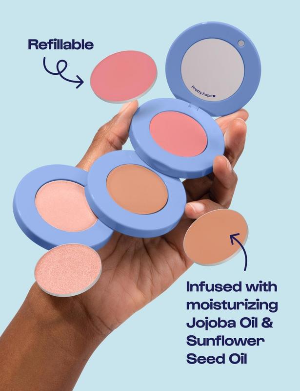 Stack the Odds Refillable Blush, Bronzer, & Highlighter Complexion Trio - Clean Beauty, Vegan Long-Lasting Makeup, Buildable Cream Blush, Portable Travel-Friendly Compact with Mirror, Easy to Use, Cute Gift