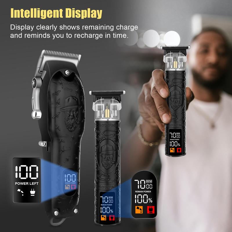 Professional Hair Clipper Kit, 1 Box LED Display Rechargeable Hair Trimmer & Accessories, Hair Clipper Set for Men, Barber, Stylist, Barbershop, Salon, Barber Kit, Barber Clippers, Trimmer Set