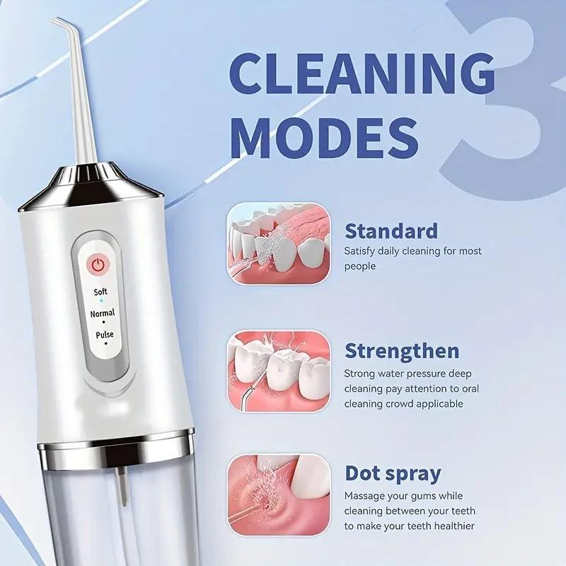 Rechargeable portable water flosser with ergonomic handle - deep cleaning, wireless multiple mode powerful function, allowing you to enjoy fresh breathing and oral care at home