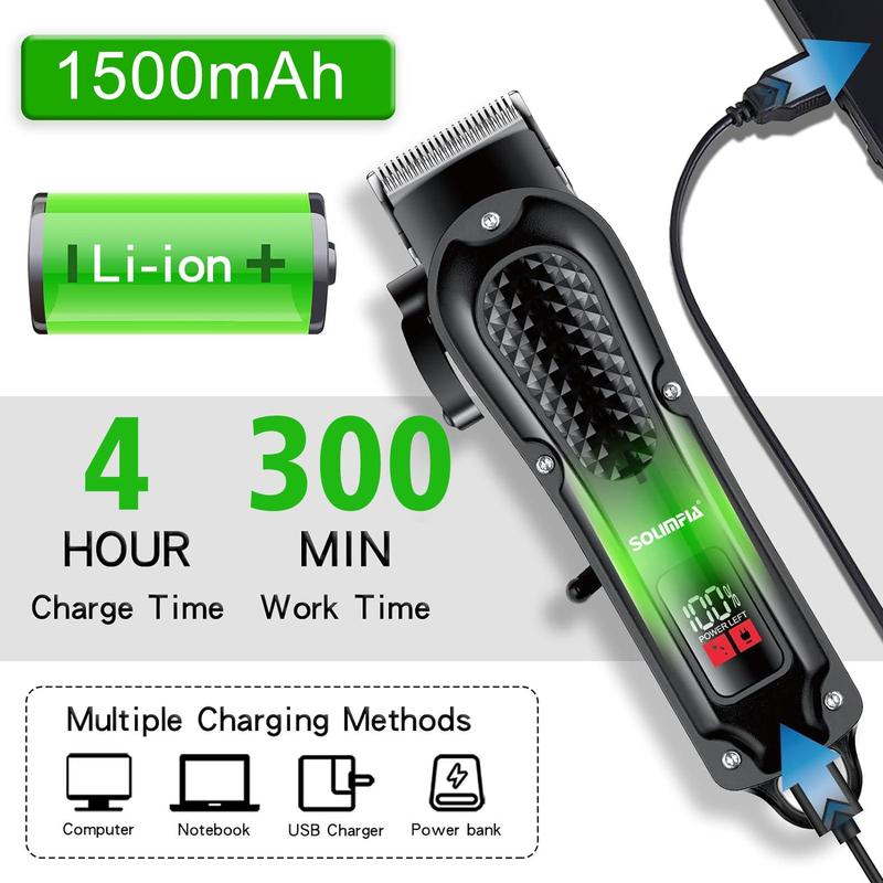 Professional Hair Clipper, 1 Box Electric Beard Trimmer, Cordless Hair Trimmer with LED Display, USB Rechargeable Hair Trimmer for Home Use, Hair Cutting Machines, Hair Styling Tools