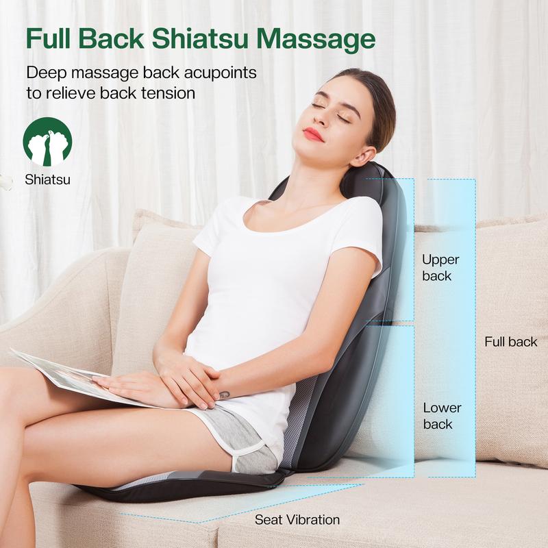 Snailax Shiatsu Back Massager with Heat & Vibration, Massage Seat Cushion Adjustable Luxury