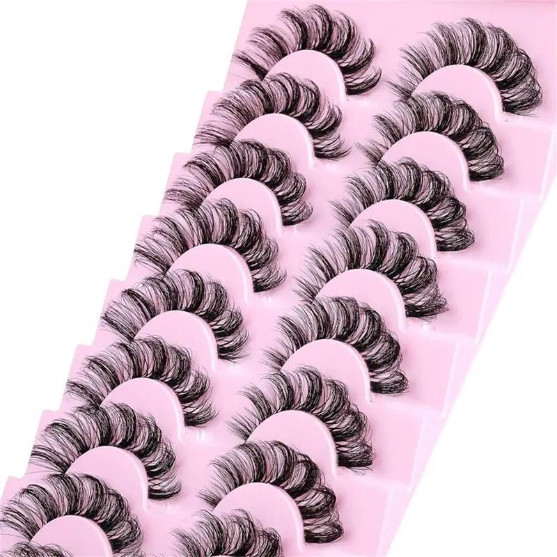 D Curl Natural False Eyelashes, Wispy Curling Faux Cluster Lashes with Transparent Stems, Volumized False Eyelashes for Women & Girls Eye Makeup Enhancement, Eyelashes Extensions Products, Christmas Gift