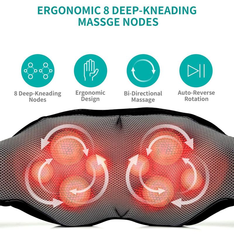 Cordless Neck & Back Massager, Electric Deep Tissue Kneading Neck & Shoulder Massager, Multi-functional Massage Tool for Neck, Legs, Waist, Hip, Shoulder, Back