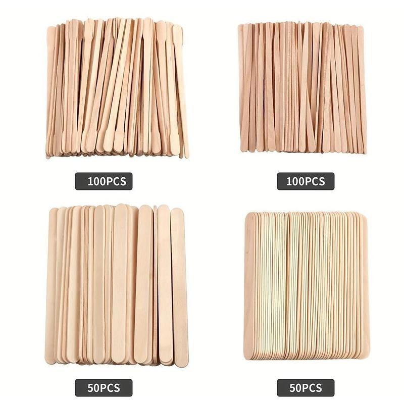 4 Types of Wax Sticks, 300pcs set Wood Spatulas for Hair and Eyebrow Removal, Long-lasting Wooden Facial Waxing Scraper, Body Hair Removal Tool