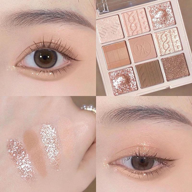 9-color Nude Matte Eyeshadow Palette, Shimmer & Shine Eyeshadow Palette, Matte Glitter  Eye Shadows  Palette, Ideal Gift for Women & Girls, Cosmetic Tool, Makeup Accessories, Summer Gift, Fall Gift