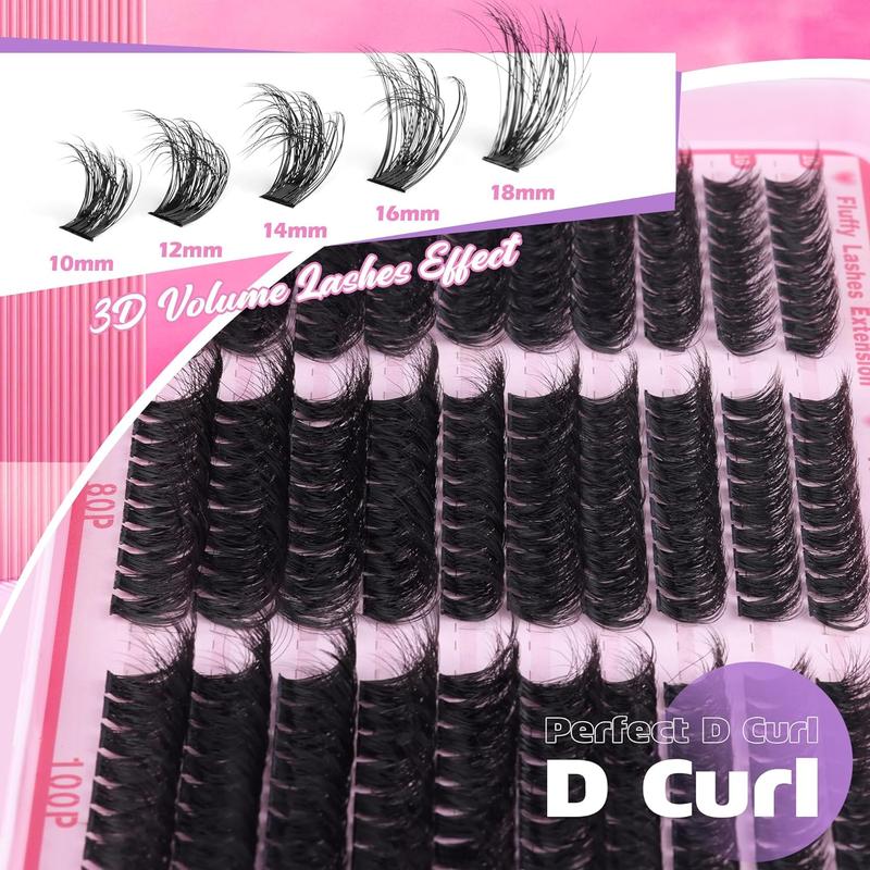 Fluffy False Eyelashes, 300pcs box Individual Lashes Cluster, Natural Look Eyelash Extensions, Self Grafting Curl Eyelashes, Eye Makeup Supplies for Women & Girls, Christmas Gift