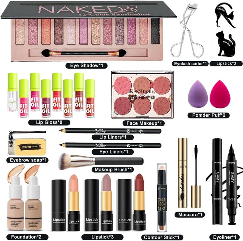 28 count All in One Full Makeup Kit for Women, Makeup Set for Women&Beginner,Eyeshadow, Foundation, Lipsticks, Eyeliner, Mascara, Brow Soap Make Up Gift Set for Women Teen Makeup Kit For Girl