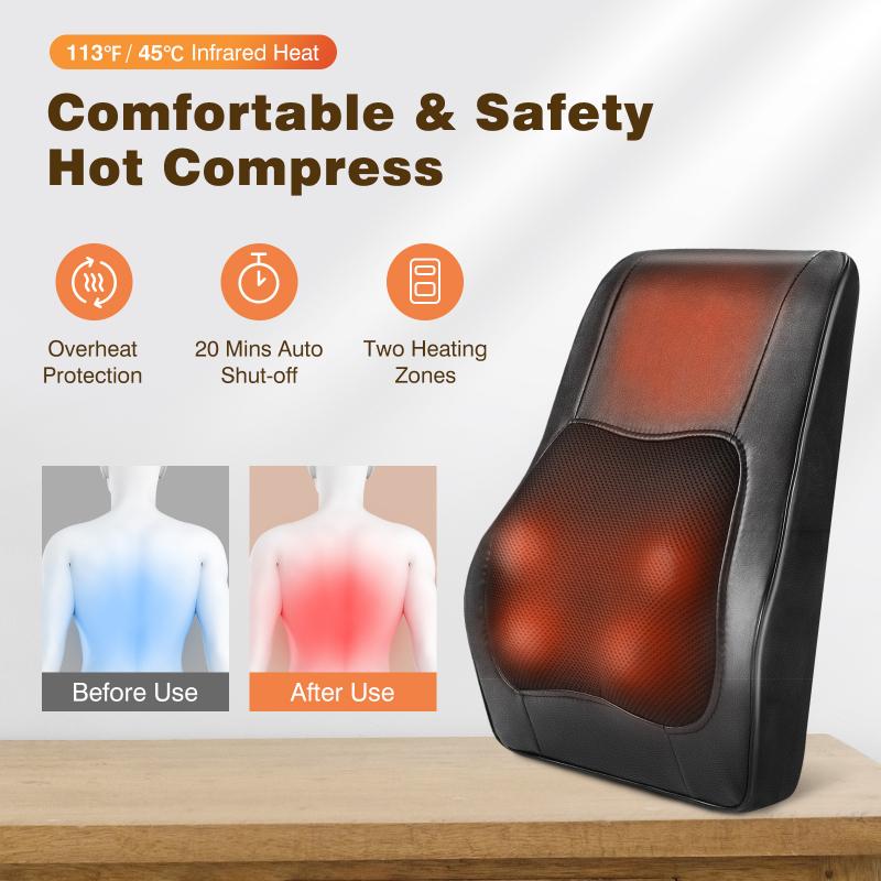 Shiatsu Back Massager with Heat, Electric Massager, Deep Tissue Kneading Relief for Home Office Car, Ultimate Comfort Relaxation, Pain Relief Gift