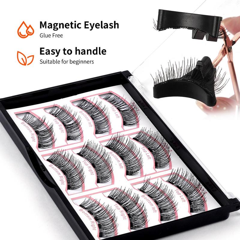 Magnetic Fake Eyelashes with Applicator Tool, 1 Set Reusable False Eyelashes, Fluffy Long Soft Fake Eyelashes, No Glue, Easy To Wear, Makeup Set