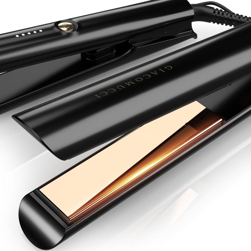 Titanelli 2 in 1 Titanium Hair Straightener and Curler | 100% Pure Ti-Thermal Technology Flat Iron | 1-Inch Professional Styling | Available in Black, , and Pink (Black)