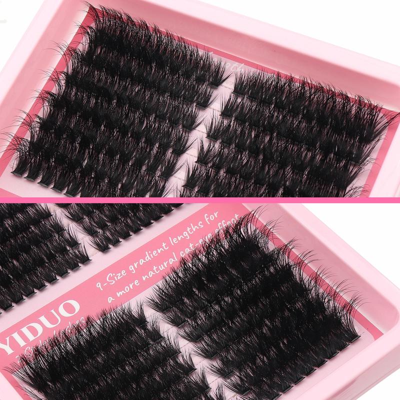 Mixed Length Individual Lash Extension, 252pcs box 100D 150D Cat Eye Lash Wispy Fluffy Lash Cluster, Self Grafting Curl Eyelash for Women & Girls, Christmas Gift