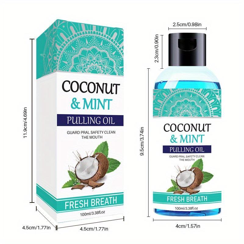 100ml Coconut & Mint Oil Mouthwash, Fresh Breath Oral Care Oil, Oral Care Essential Oil for Daily Use, Christmas Gift