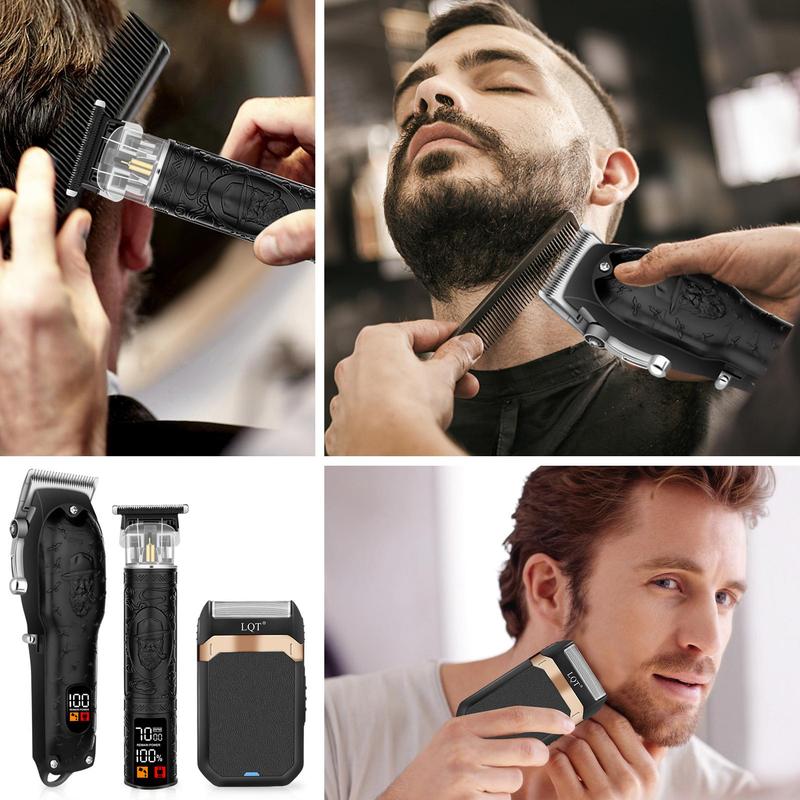 Professional Hair Clipper Kit, 1 Box LED Display Rechargeable Hair Trimmer & Accessories, Hair Clipper Set for Men, Barber, Stylist, Barbershop, Salon, Barber Kit, Barber Clippers, Trimmer Set