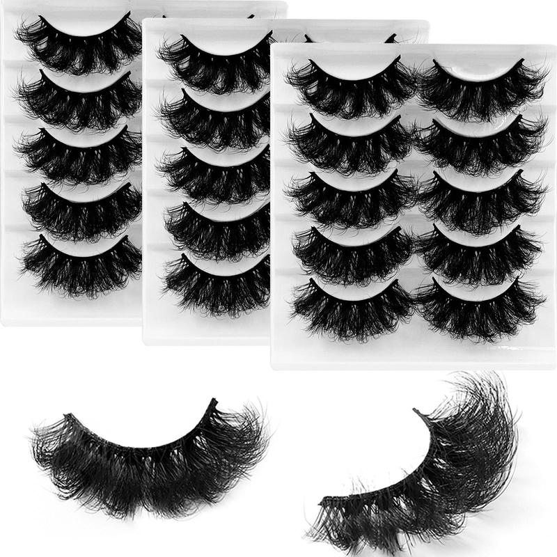 Fluffy False Eyelashes, 15pairs 3pack Wispy Cat Eye Look Faux Cluster Lashes, Full Volume Eyelash for Lashes Extensions, Volumized False Eyelashes for Women & Girls Eye Makeup Enhancement, Lash Extension Kit