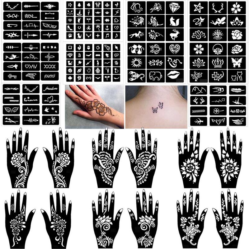 Mixed Pattern Tattoo Stencil, 22pcs set Creative Henna Stencil, Henna Tattoo Stencils for Women & Girls, Body Art Stencils for Festival, Fake Tattoos Custom