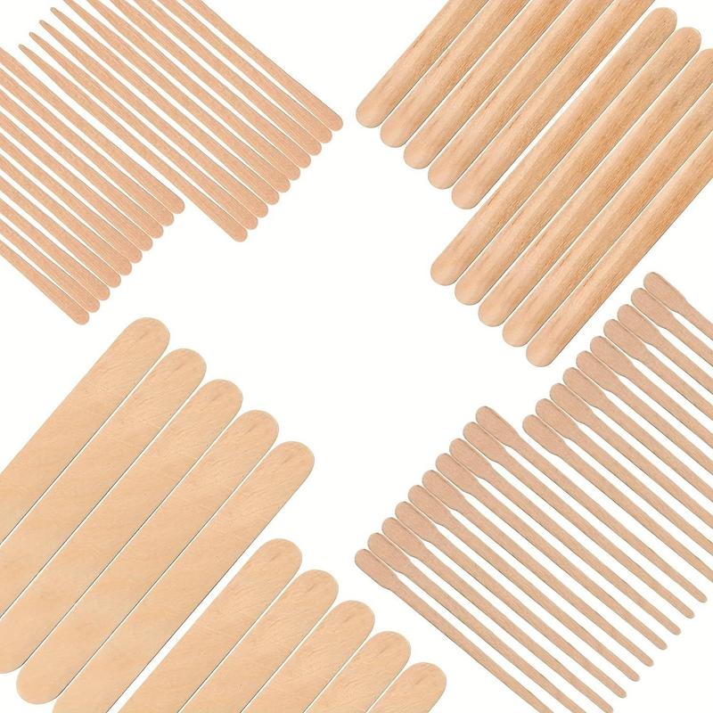 4 Types of Wax Sticks, 300pcs set Wood Spatulas for Hair and Eyebrow Removal, Long-lasting Wooden Facial Waxing Scraper, Body Hair Removal Tool