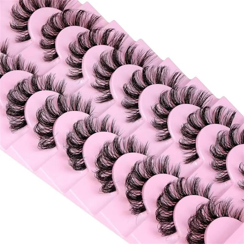 D Curl Natural False Eyelashes, Wispy Curling Faux Cluster Lashes with Transparent Stems, Volumized False Eyelashes for Women & Girls Eye Makeup Enhancement, Eyelashes Extensions Products, Christmas Gift