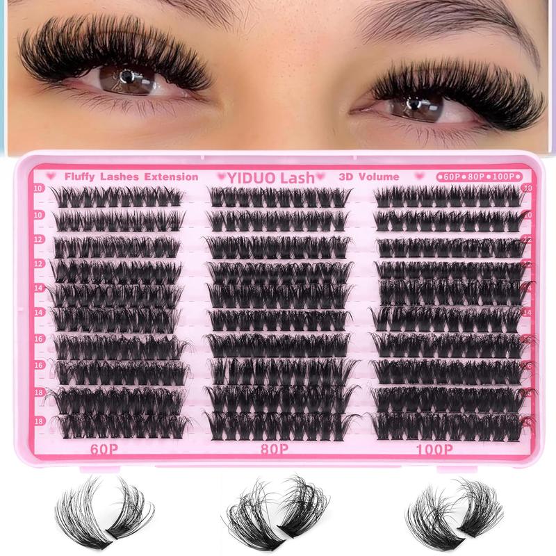 Fluffy False Eyelashes, 300pcs box Individual Lashes Cluster, Natural Look Eyelash Extensions, Self Grafting Curl Eyelashes, Eye Makeup Supplies for Women & Girls, Christmas Gift