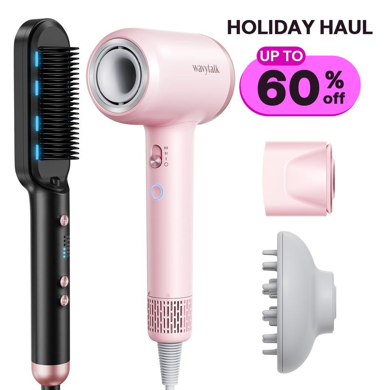 Wavytalk Negative Ion Fast Drying Hair Dryer and Hair Straightening Brush Set