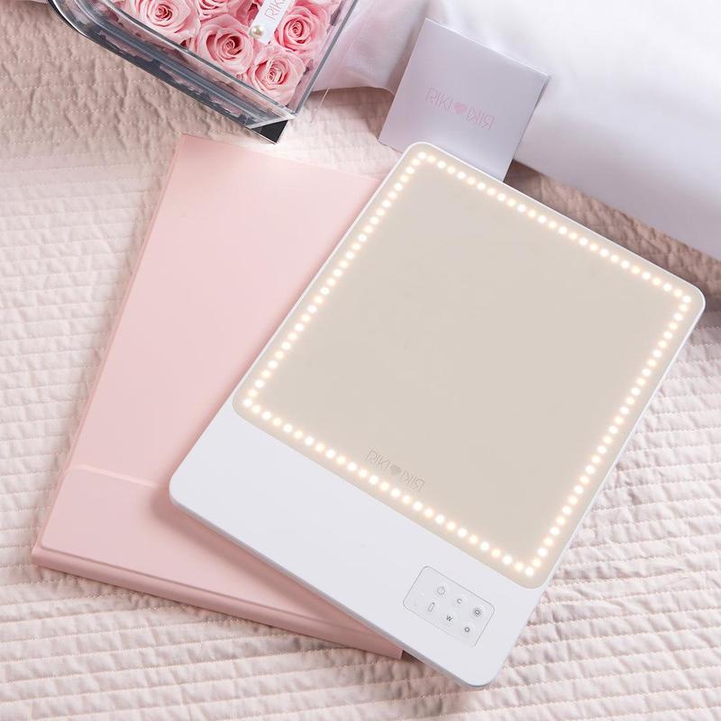 RIKI SKINNY ECO Glam On-the-Glow Makeup Mirror Set with LED Light and Flip Case