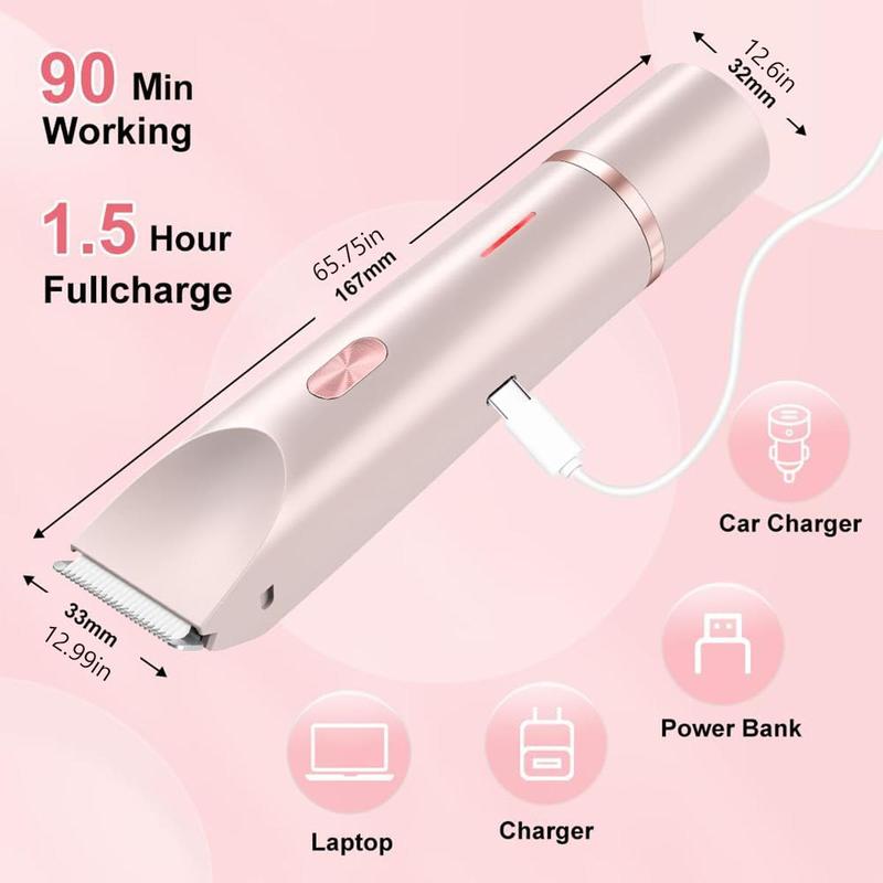 Electric Bikini Trimmer for Women, 1 Box Rechargeable 2 in 1 Body & Facial Hair Removal Tool for Christmas Gift, Waterproof Wet & Dry Use Trimmer for Women