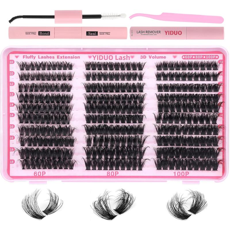 Fluffy False Eyelashes, 300pcs box Individual Lashes Cluster, Natural Look Eyelash Extensions, Self Grafting Curl Eyelashes, Eye Makeup Supplies for Women & Girls, Christmas Gift