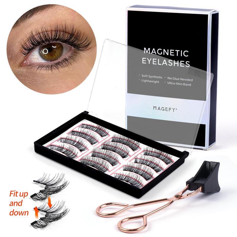 Magnetic Fake Eyelashes with Applicator Tool, 1 Set Reusable False Eyelashes, Fluffy Long Soft Fake Eyelashes, No Glue, Easy To Wear, Makeup Set