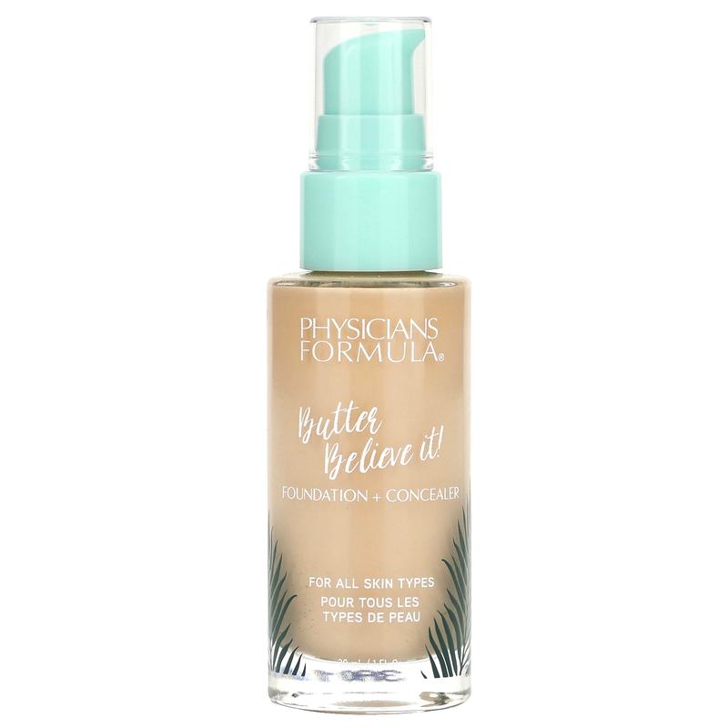 Physicians Formula Butter Believe It!, Foundation + Concealer, 1711756 Fair-To-Light, 1 fl oz (30 ml)