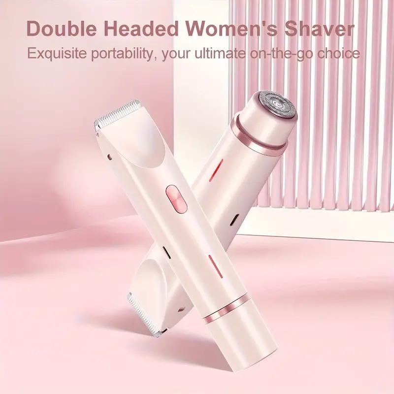 Portable Electric Shaver, 1 Count Double Headed Multifunctional Shaver Trimmer for Women, Wet and Dry Use Hair Removal Tool for Public Body Face, Christmas Gift