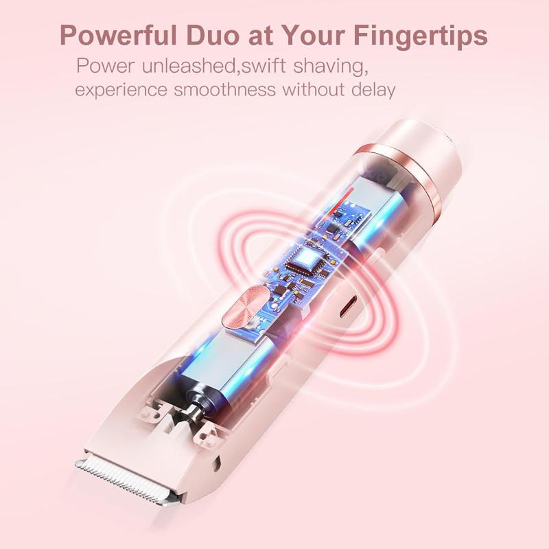 Electric Hair Trimmer for Women, 1 Box Waterproof Rechargeable Hair Shaver & Accessories, Wet and Dry Use Hair Trimmer for Women, Winter & New Year Gift